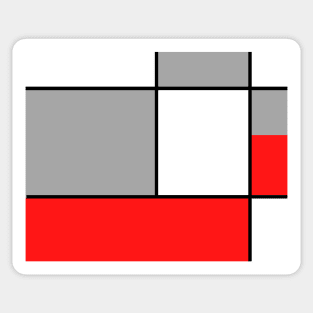 Squares and Rectangles  Red , Grey, and White Sticker